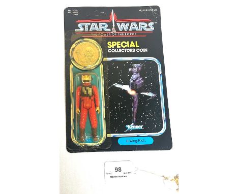 Kenner Star Wars vintage Power of the Force B-Wing Pilot 3 3/4" figure MOC, Mint, within Excellent (yellowed) bubble, upon Go