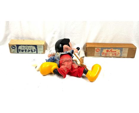 Vintage Pelham Puppets including Large size Micky Mouse (figure approx 55cm), Good (some discolouration to clothing) complete