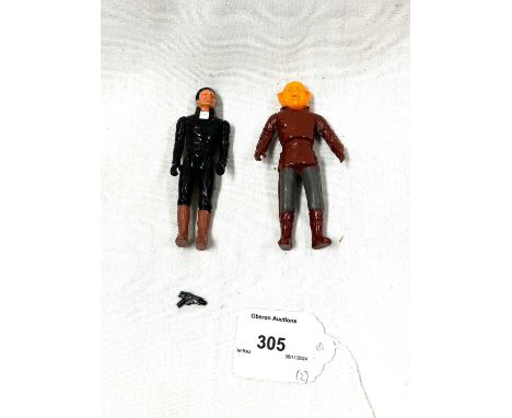 Mattel vintage Battlestar Galactica Baltar 3 3/4" figure, Good Plus complete and Boray (missing club). (2)