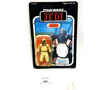 Kenner Star Wars vintage Return of the Jedi Klaatu Skiff Guard 3 3/4" figure, Mint, within Good (yellowed and dented) bubble,