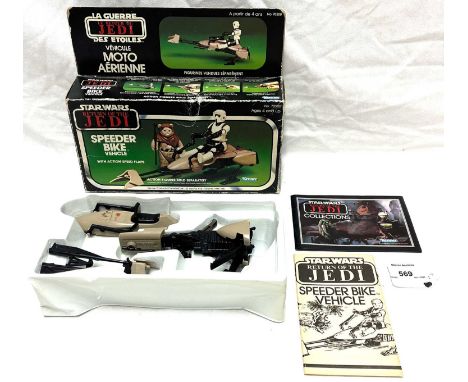 Kenner Canada vintage Star Wars Return of the Jedi Speeder Bike, Mint complete, within Fair to Good opened box, includes inne