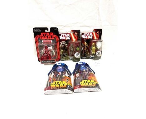 Hasbro Star Wars Autographed 3 3/4" figures x 5 including Holiday Edition Darth Vader (signed Dave Prowse), ROTS Shaak Ti (si