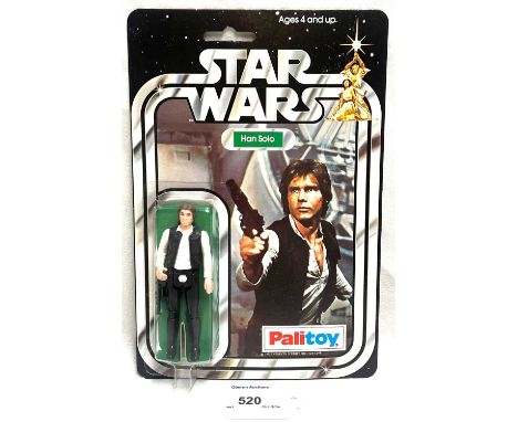 Palitoy Star Wars vintage Han Solo 3 3/4" figure, Mint, within Near Mint bubble, upon Near Mint to Mint punched 12A back card