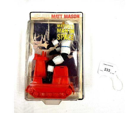 Mattel vintage 1967 Major Matt Mason &amp; One-Man Cat Trac, Near Mint complete, within Fair to Good (RESEALED) bubble (missi