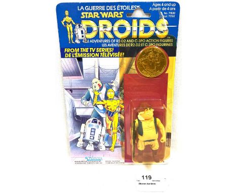 Kenner Canada Star Wars vintage Droids Uncle Gundy 3 3/4" figure MOC, Mint, within Excellent (yellowed) bubble, upon Good Plu