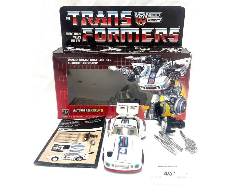 Transformers vintage G1 Jazz, Excellent (missing one missile), within Good opened box, includes instructions.