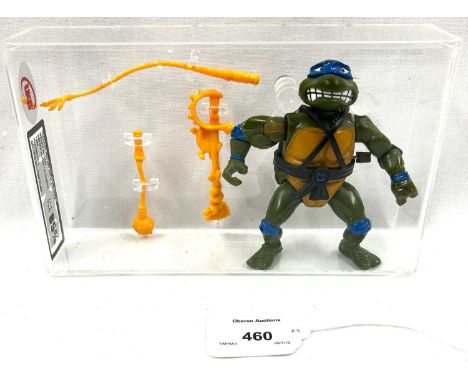 Playmates vintage Teenage Mutant Ninja Turtles Wacky Action Sword Slicin' Leonardo 1990 figure, UKG Graded 85%, Figure 85 Pai
