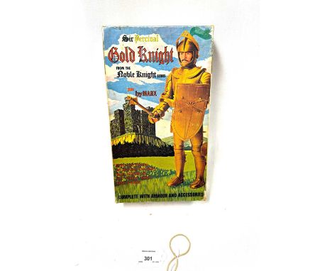 Marx Toys vintage Sir Percival Gold Knight figure set from the Noble Knight series, Excellent complete (figure has hair wear)