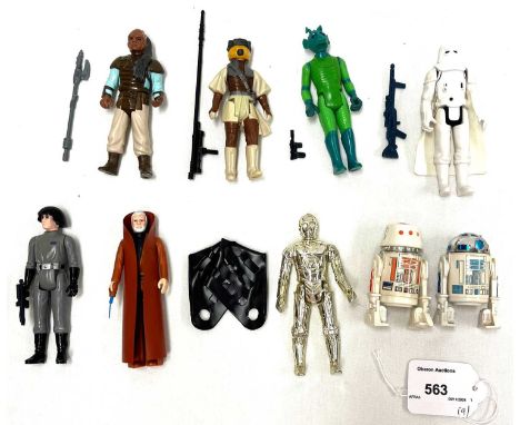 Kenner vintage Star Wars 3 3/4" figures x 9 including Hoth Stormtrooper, Weequay, Greedo, Death Squad Commander, R5-D4, R2-D2