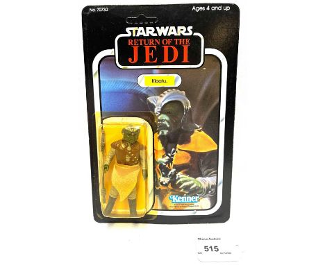 Kenner Star Wars vintage Return of the Jedi Klaatu 3 3/4" figure, Mint, within Near Mint (yellowed) bubble, upon Excellent (l