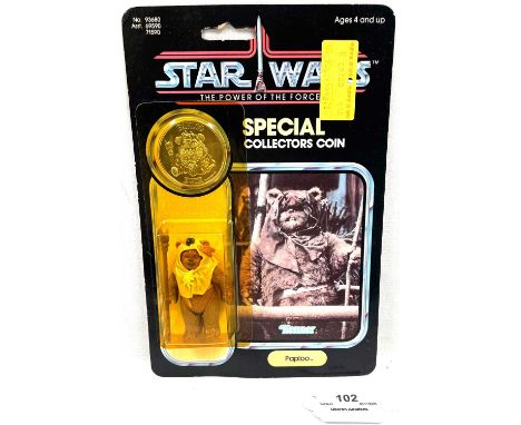 Kenner Star Wars vintage Power of the Force Paploo 3 3/4" figure MOC, Mint, within Excellent (yellowed) bubble, upon Good (su