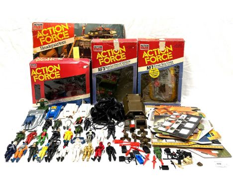 Large quantity of Palitoy vintage Action Force 3 3/4" figures, vehicles and play-set, including Headquarters play-set, Excell