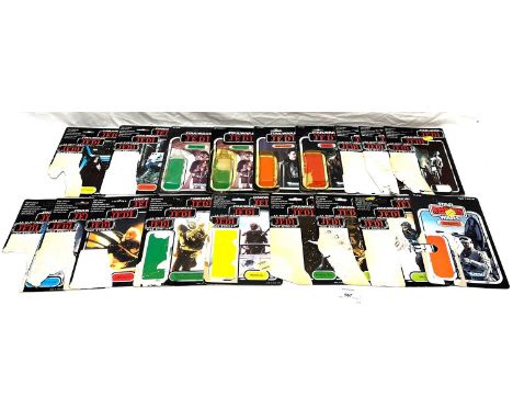 Star Wars vintage 3 3/4" figures used backing cards x 18 ROTJ, ESB &amp; Tri-Logo including Han Solo trench coat, Lando Calri