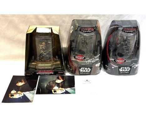 Hasbro Star Wars Autographed Titanium Die-cast figures x 3 including Boba Fett (signed Jeremy Bullock), Darth Vader (signed D