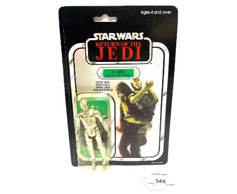 Palitoy vintage Star Wars Return of the Jedi C-3PO removable limbs 3 3/4" figure, Mint, within Near Mint (yellowed) bubble, u