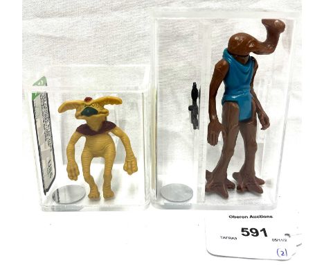 Kenner vintage Star Wars 3 3/4" figures x 2, Hammerhead AFA 80 NM &amp; Salacious Crumb AFA U85 NM+. (2)