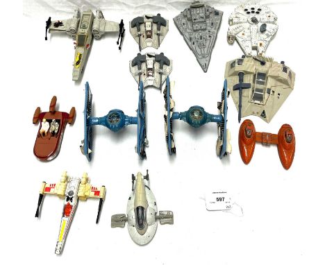 Kenner Star Wars vintage Micro Collection and Die-cast vehicles x 12 including TIE Fighters x 2, Snowspeeder, Millennium Falc
