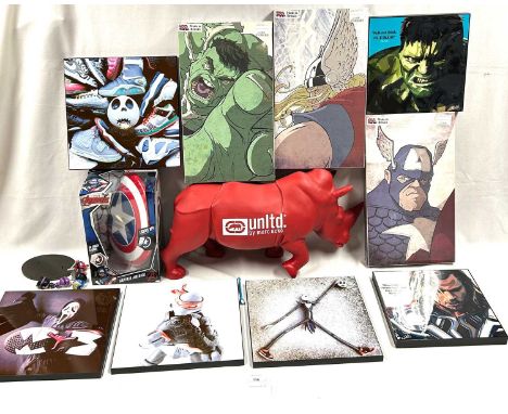 Selection of TV &amp; Film collectibles including Unltd by Marc Ecko vinyl Red Rhinocerus Promotional Store Display, Pictures
