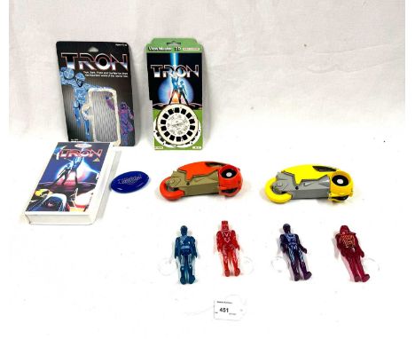 Selection of vintage &amp; modern Tomy &amp; NECA Disney Tron figures including NECA Flynn complete, NECA Tron complete, NECA