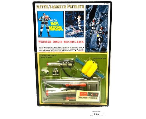 Mattel (German) vintage 1966 Major Matt Mason Space Probe Pak, Mint, within Good Plus (light dent and yellowed) bubble, facto