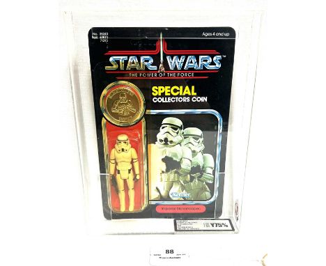 Kenner Star Wars vintage Power of the Force Stormtrooper 3 3/4" figure, UKG Graded Y75% Card 75 Bubble 80 Figure 80, upon un-