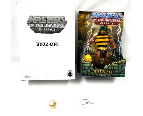 Mattel Masters of the Universe Classics Buzz-Off figure 1st issue, within Mint sealed packaging, includes white outer box.