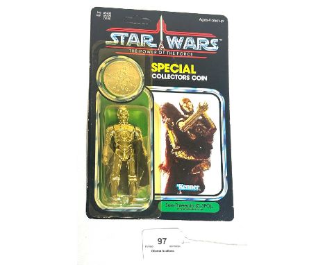 Kenner Star Wars vintage Power of the Force C-3PO removable limbs 3 3/4" figure MOC, Mint, within Excellent (yellowed) bubble