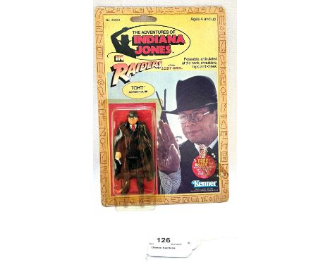 Kenner vintage Indiana Jones Raiders of the Lost Ark Toht 3 3/4" figure MOC, Mint, within Excellent (yellowed) bubble, upon F