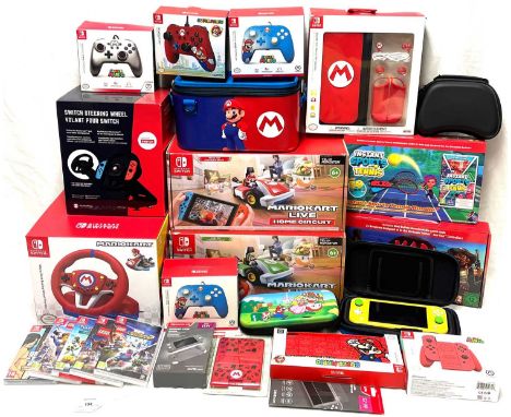 Mario Themed Nintendo Switch Console, Accesories and Games including Nintendo Switch (Console Only), Super Mario Wired Contro