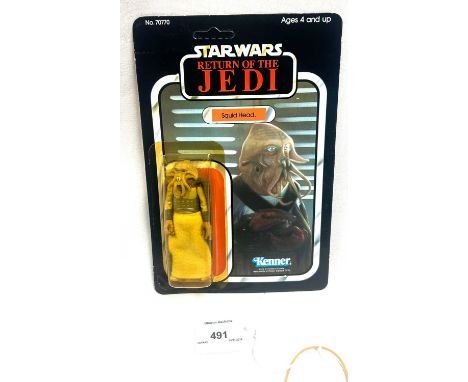 Kenner Star Wars vintage Return of the Jedi Squid Head 3 3/4" figure, Mint, within Excellent (yellowed) bubble, upon Near Min