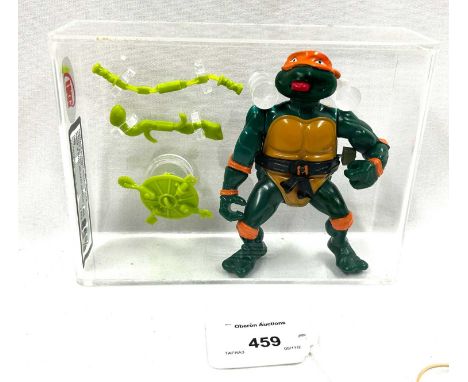 Playmates vintage Teenage Mutant Ninja Turtles Wacky Action Rock N' Roll Michaelangelo 1990 figure, UKG Graded 85%, Figure 85