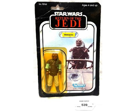 Kenner vintage Star Wars Return of the Jedi Weequay 3 3/4" figure, Mint, within Excellent (yellowed) bubble, upon Fair to Goo