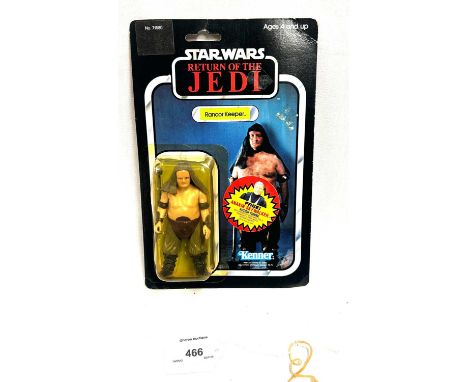 Kenner Star Wars vintage Return of the Jedi Rancor Keeper 3 3/4" figure, Mint, within Good (dented and yellowed) bubble, upon