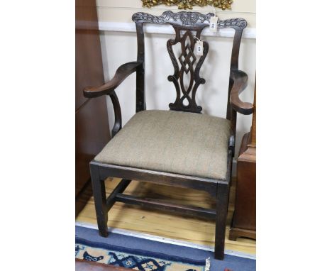 A Chippendale style mahogany elbow chair