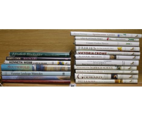 A quantity of reference books relating to art movements and artists including Peggy Somerville, Benjamin Williams Leader, Ber