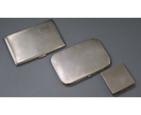 Two engine tuned silver cigarette cases including one by Asprey &amp; Co and a silver compact.