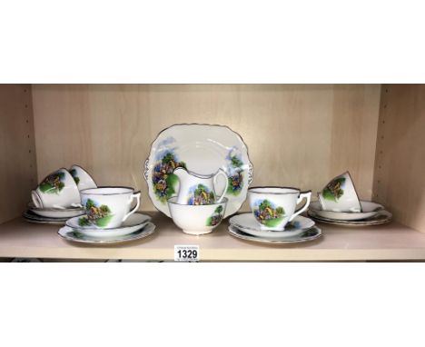 A pretty 'Melba' 19 piece tea set (only 5 cups &amp; saucers) including milk jug &amp; sugar bowl