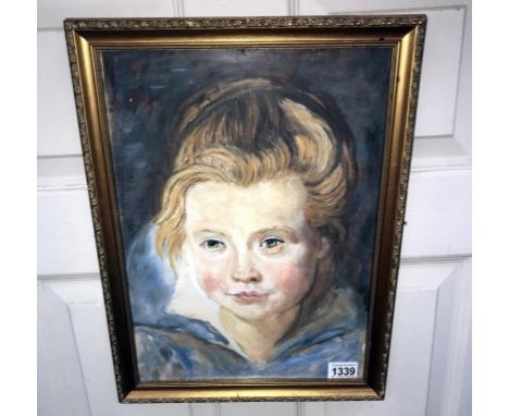 A framed &amp; glazed mid to early 20 century watercolour on paper, portrait of a young girl