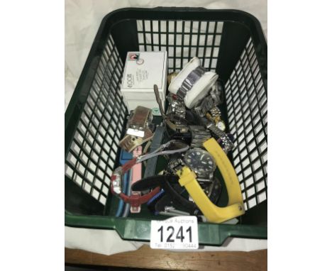 A quantity of used wristwatches including Accurist &amp; Fossil etc.