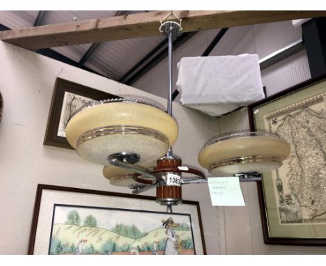A retro chrome 3 arm ceiling light ****Condition report**** Collect only