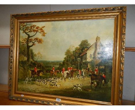 A large print on canvas entitled 'Start of the Hunt'. 96 x 77 cm.