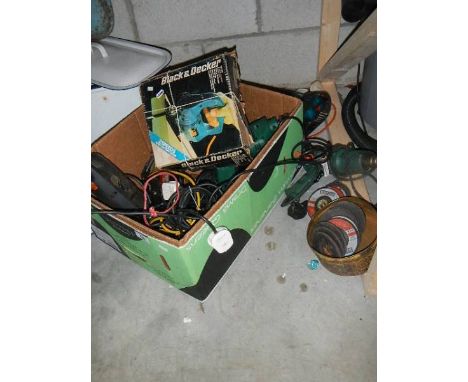 A box of assorted power tools (sold as seen).