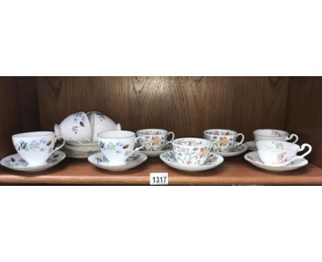 2 bone china cups &amp; saucers, 3 Minton cups &amp; Colclough 13 piece part tea set