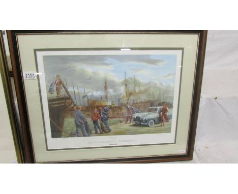 Keith Baldock (Grimsby artist), Limited edition print 78/500 entitled 'First Trip' Grimsby docks in the 1950's, signed by the