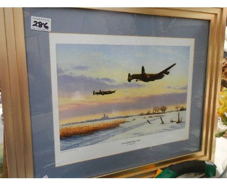 A print entitled 'Lincolnshire Winter 1943' by Keith Arnold.