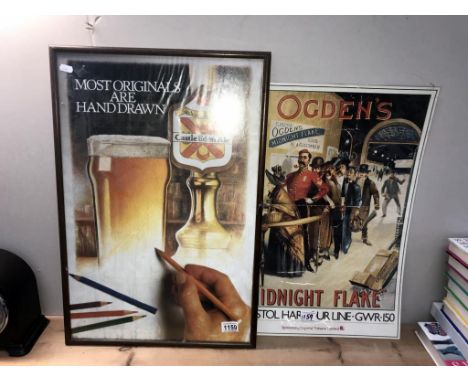A framed Castle Eden Ale advertising print and 1 other