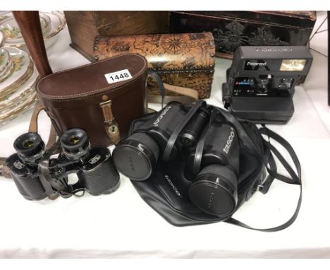 2 pairs of binoculars, Tasko 20 x 50 &amp; Carl Zeiss 8 x 30 &amp; a Polaroid instant camera