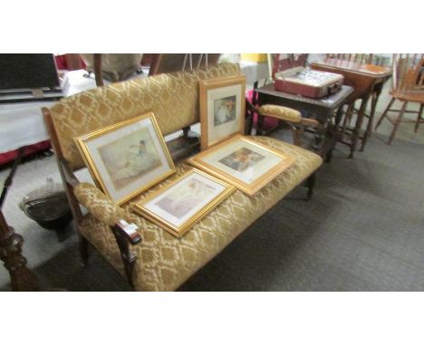 A mahogany framed sofa with string inlay.