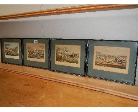 A set of four hunting prints engraved by J Harris. 31 x 24 cm.