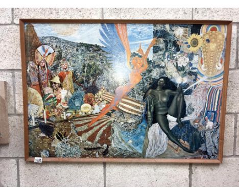 A large framed print of a famous Santana cover